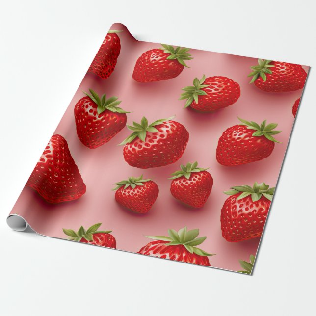 Strawberries Wrapping Paper (Unrolled)