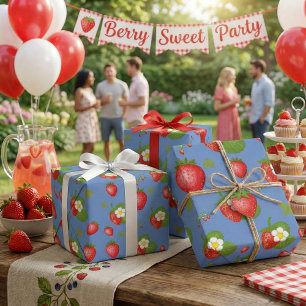 Strawberries wrapping paper