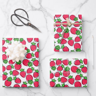 Strawberries Wrapping Paper, Fruit Gift Wrap