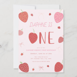 Strawberry 1st Berry First Birthday Invitation