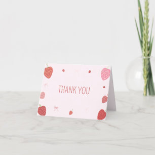 Strawberry 1st Berry First Birthday Thank You Card