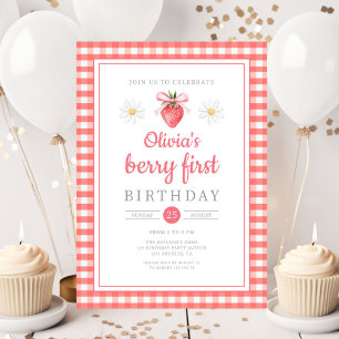 Strawberry 1st Birthday Berry First Birthday Invitation