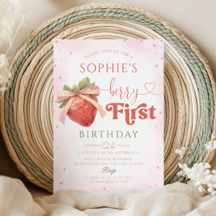Strawberry 1st Birthday Berry First Birthday Invitation