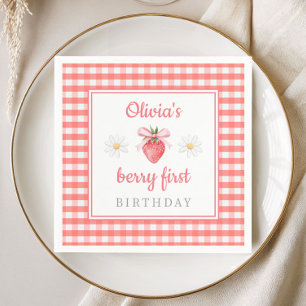 Strawberry 1st Birthday Berry First Birthday Napkin
