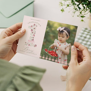Strawberry 1st Birthday Berry First Birthday Photo Invitation