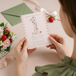 Strawberry 1st Birthday Berry First Birthday Photo Invitation