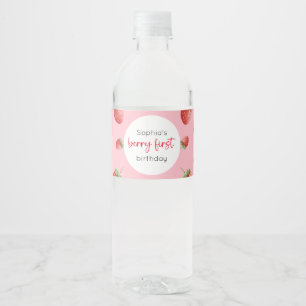Strawberry 1st Birthday Berry First Water Bottle Label