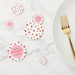 Strawberry 1st Birthday Berry First White Confetti