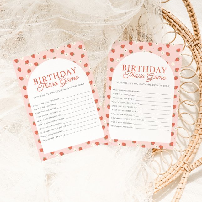 Strawberry 1st Birthday Girls Birthday Trivia Game (Creator Uploaded)