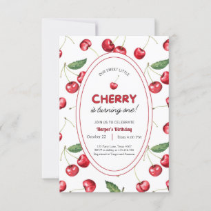 Strawberry 1st Birthday Invite First Berry Sweet