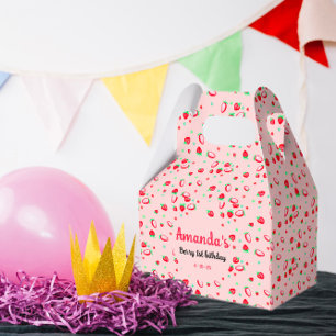 Strawberry 1st birthday party berry first favour box
