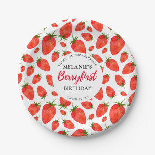 Strawberry 1st Birthday Party Berry First Paper Plate