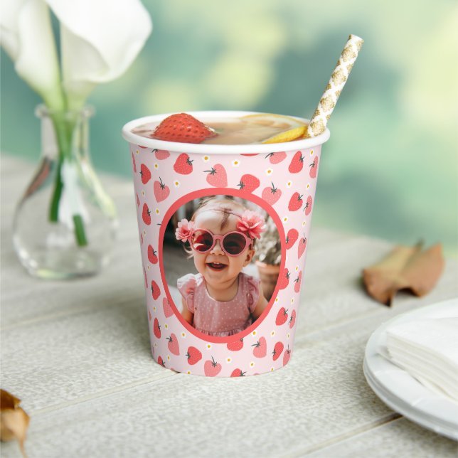 Strawberry 1st Birthday Party Berry First Photo Paper Cups (Insitu)