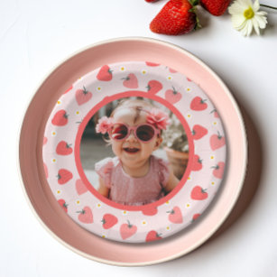 Strawberry 1st Birthday Party Berry First Photo Paper Plate