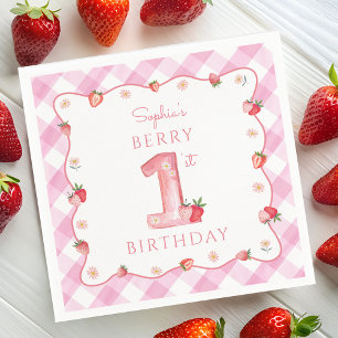Strawberry 1st Birthday Party Berry First Sweet Napkin