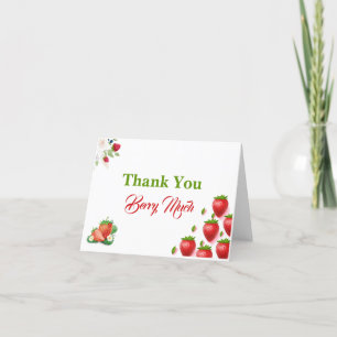 Strawberry 1st Birthday Party Berry First Thank You Card