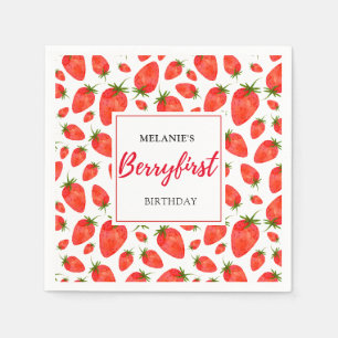 Strawberry 1st Birthday Party Berry Pattern Napkin