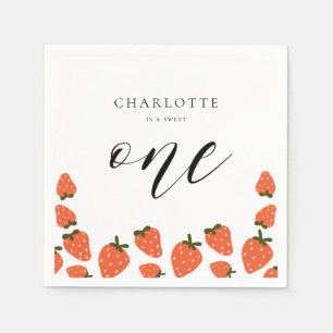 Strawberry 1st Birthday Party Napkin