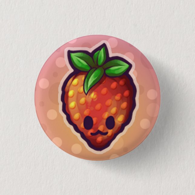 Strawberry:3 3 Cm Round Badge (Front)