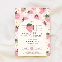 Strawberry 4th Birthday Four Ever Sweet Pink