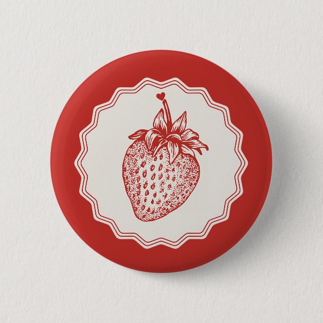 Strawberry 6 Cm Round Badge (Front)