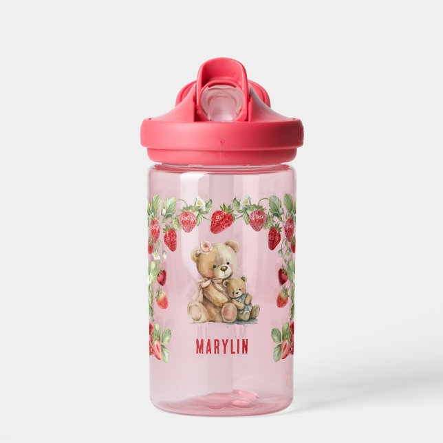 Strawberry and Bear Water Bottle (Front)