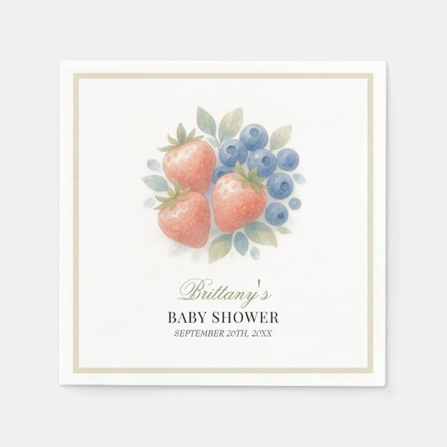 Strawberry and Blueberry Baby Shower  Napkin (Front)