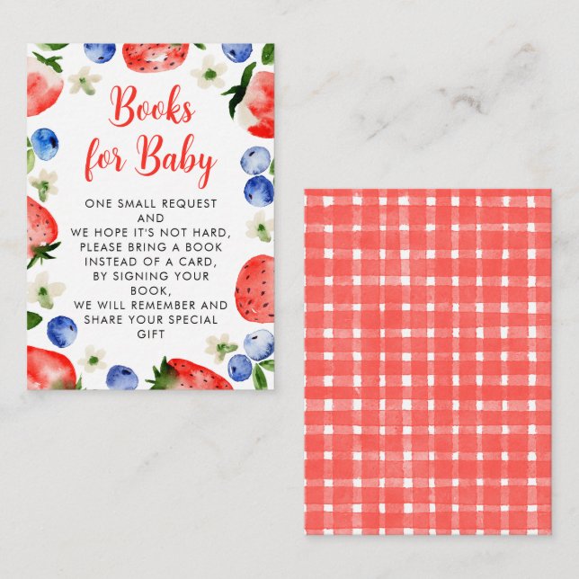 Strawberry and Blueberry Books For Baby Enclosure Card (Front/Back)