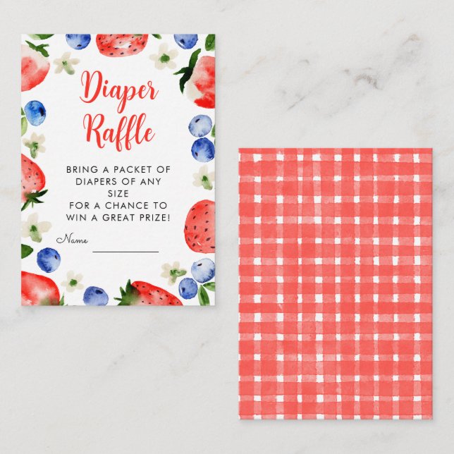 Strawberry and Blueberry Diaper Raffle  Enclosure Card (Front/Back)