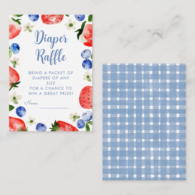 Strawberry and Blueberry Diaper Raffle  Enclosure Card (Front/Back)