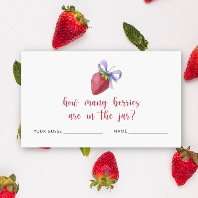 Strawberry and bow Guess how many berries game Enclosure Card (Creator Uploaded)