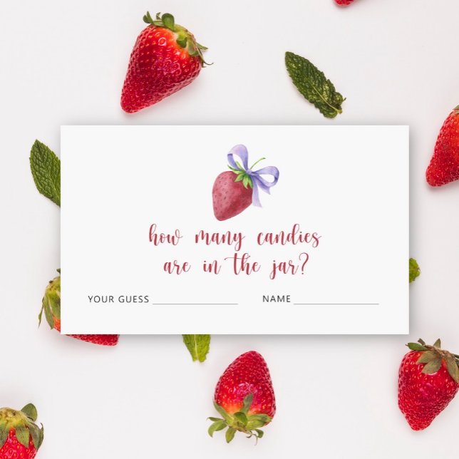 Strawberry and bow Guess how many candies game Enclosure Card (Creator Uploaded)