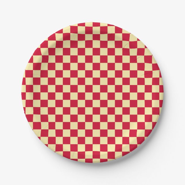 Strawberry and Buttercream Chequerboard Paper Plate (Front)