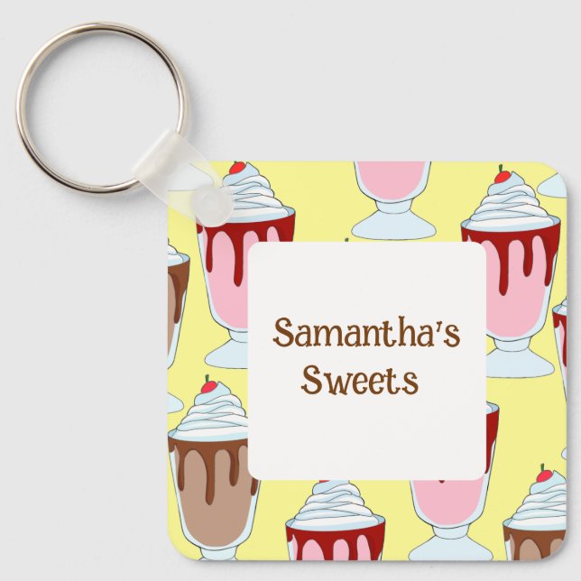 Strawberry And Chocolate Milkshakes Key Ring (Front)