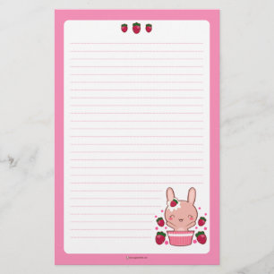 Strawberry and Cream Truffle Bunny Stationery