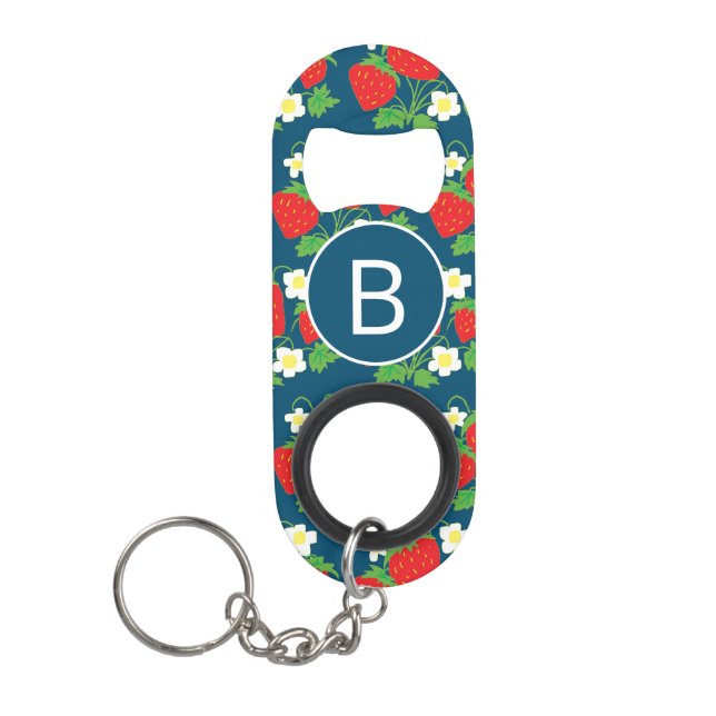 Strawberry and Flower Blue Pattern Monogrammed (Front)