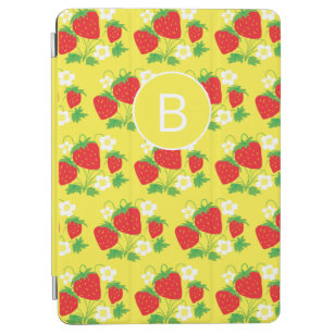 Strawberry and Flower Yellow Pattern Monogrammed iPad Air Cover
