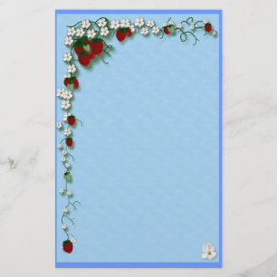 Strawberry and Flowers Stationery
