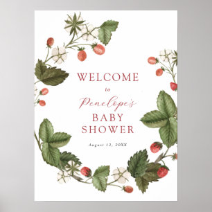 Strawberry and Greenery Baby Shower Welcome Sign