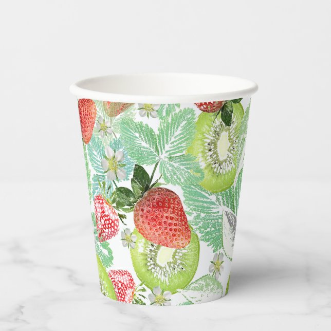 Strawberry and kiwi.  paper cups (Front)
