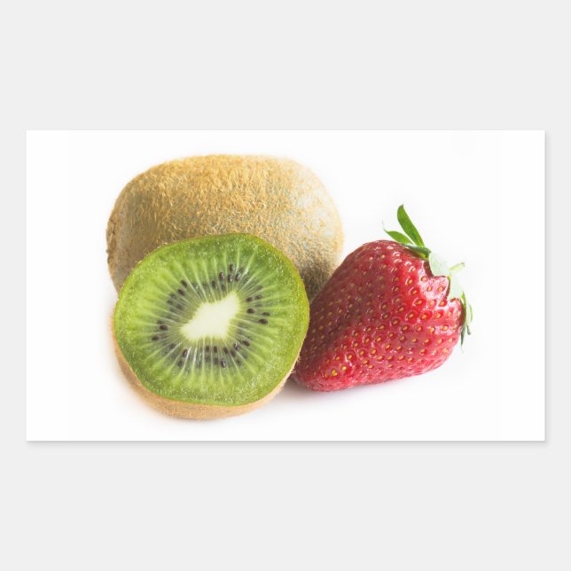 Strawberry and kiwi rectangular sticker (Front)