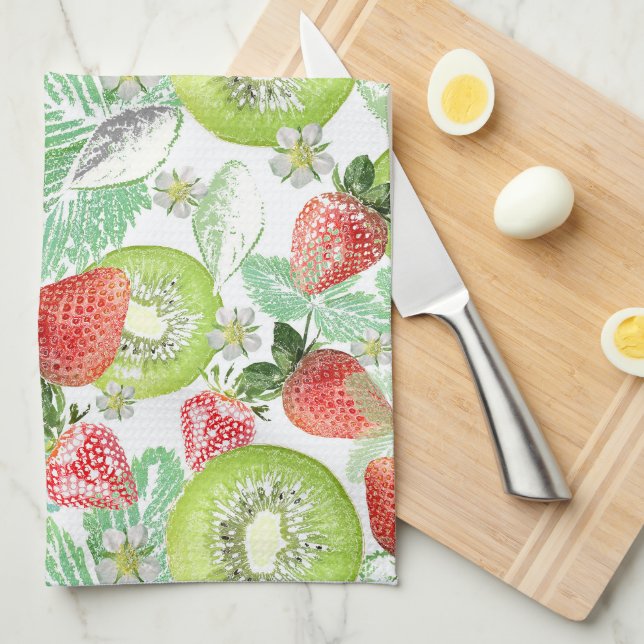 Strawberry and kiwi. tea towel (Quarter Fold)