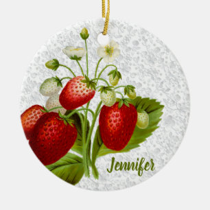Strawberry and Lace Ceramic Tree Decoration