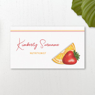 Strawberry And Orange Fruits Nutritionist Business Card