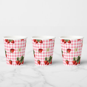 Strawberry and red gingham cute paper cups