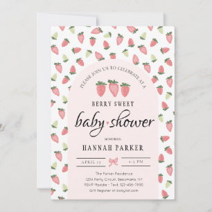 Strawberry and Roses Baby Shower Invitation