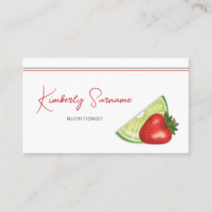 Strawberry And Slice Of Lime Fruits Nutritionist Business Card