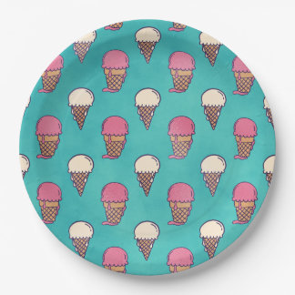 Strawberry and Vanilla Ice Cream Paper Plate