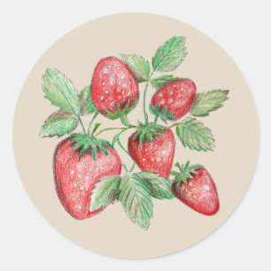 Strawberry Art Watercolor Taupe Envelope Seal