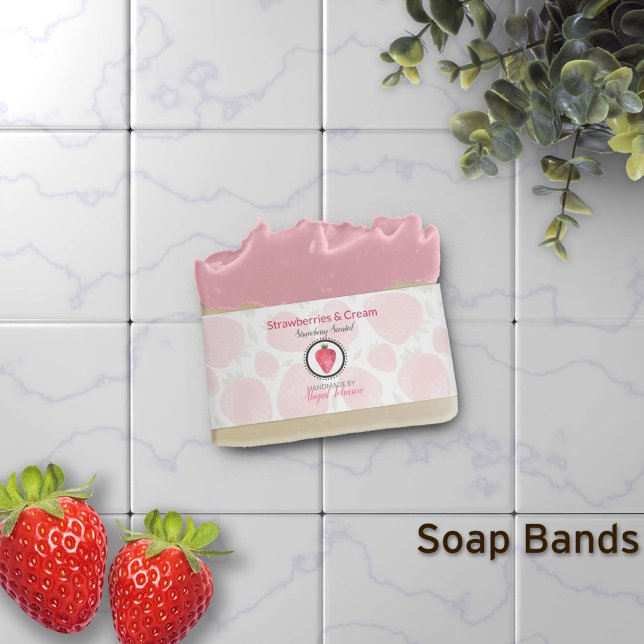 Strawberry Artisan Soap Band Wrap Packaging Invitation Belly Band (Creator Uploaded)